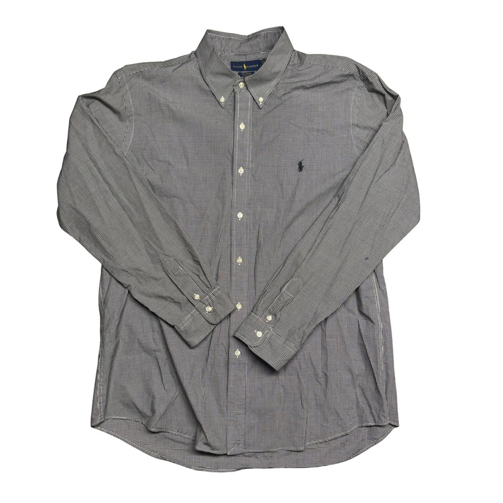 Polo Ralph Lauren Mens XXL Gingham Check Cotton Stretch Button Down Shirt Navy